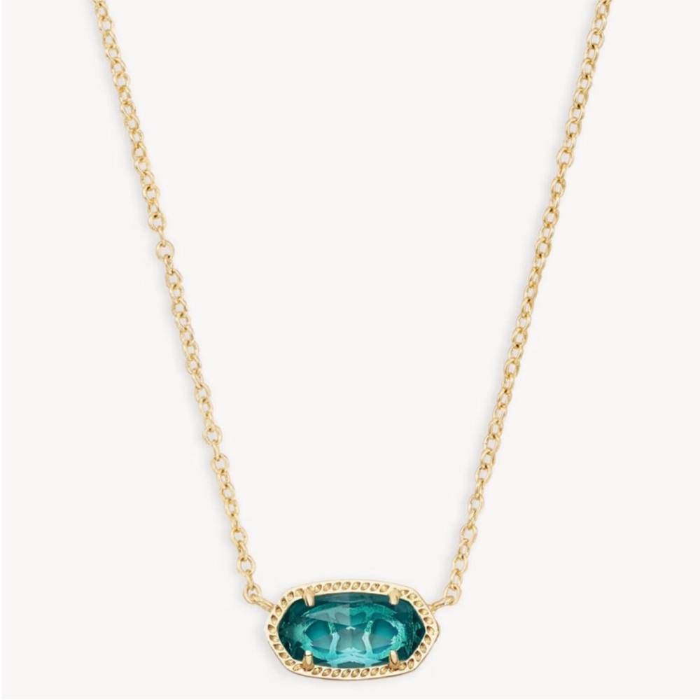 Kendra Scott Elisa Gold Pendant Necklace Green